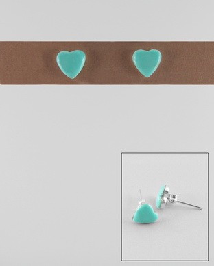 Boucles Turquoise coeur pin