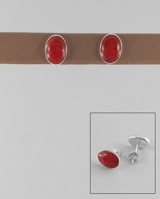 Boucles corail ovale pin