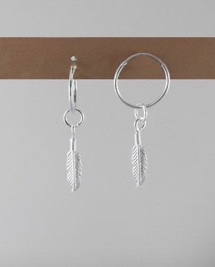 Boucles Argent creole plume